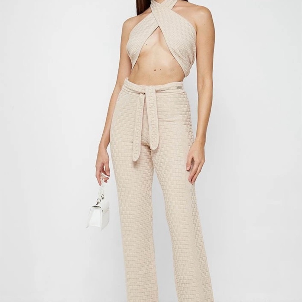Knitted high waisted trousers & crossover top